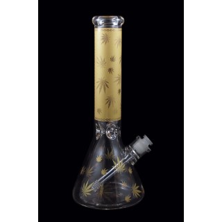 Стеклянный бонг Glass Beaker Gold Leaf 35см 7мм 