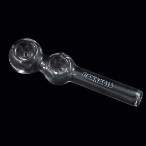 Стеклянная трубка Spoon Double Bowl CANNABIS 12см
