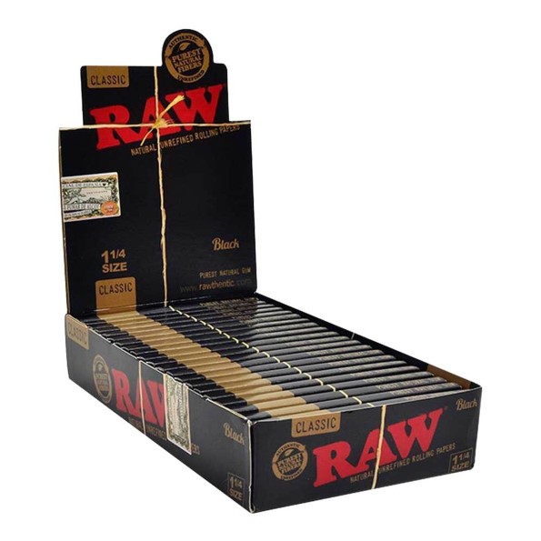 Бумага для самокруток RAW BLACK 1' 1/4 (77-44мм)