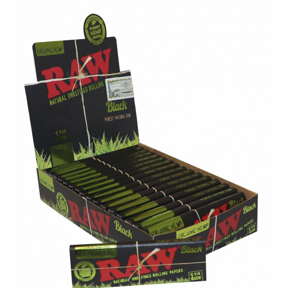 Бумага для самокруток RAW HEMP BLACK 1' 1/4 (77-44мм)